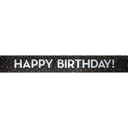CREATIVE CONVERTING 72" x 5" Gold and Silver Happy Birthday Foil Banner, 12PK 359159